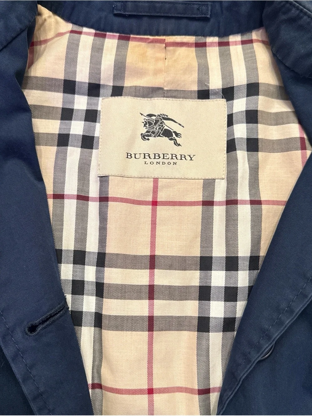 1999 Burberry Navy Blue Belted Trench Coat - Picture 4 of 6